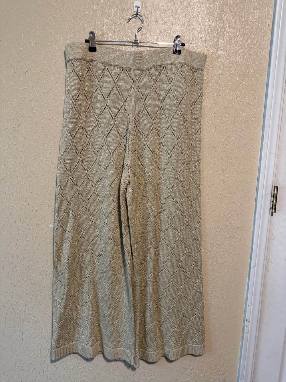 Pearl By‎ Lela Rose Wide Leg Pants Open Knit Size XL Pull On stretchy